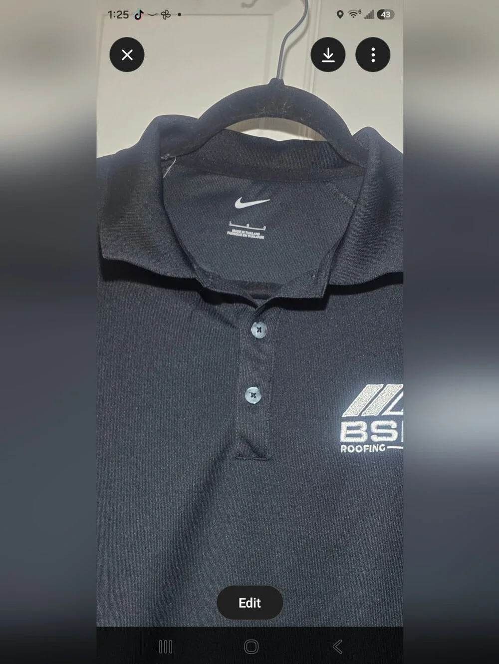 Nike Dri-FIT Polo Shirt Men's Large Black BSR Roofing Embroidered Logo Golf